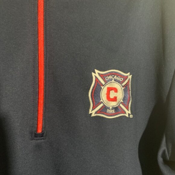 Chicago Fire Department Navy Blue Men's 1/4 Zip Pullover Sweatshirt - Size M - Picture 2 of 4